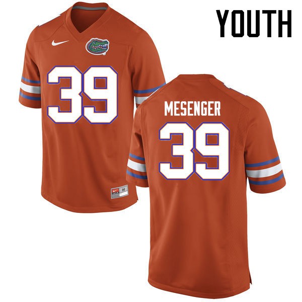 Florida Gators Youth #39 Jacob Mesenger College Football Jerseys Orange